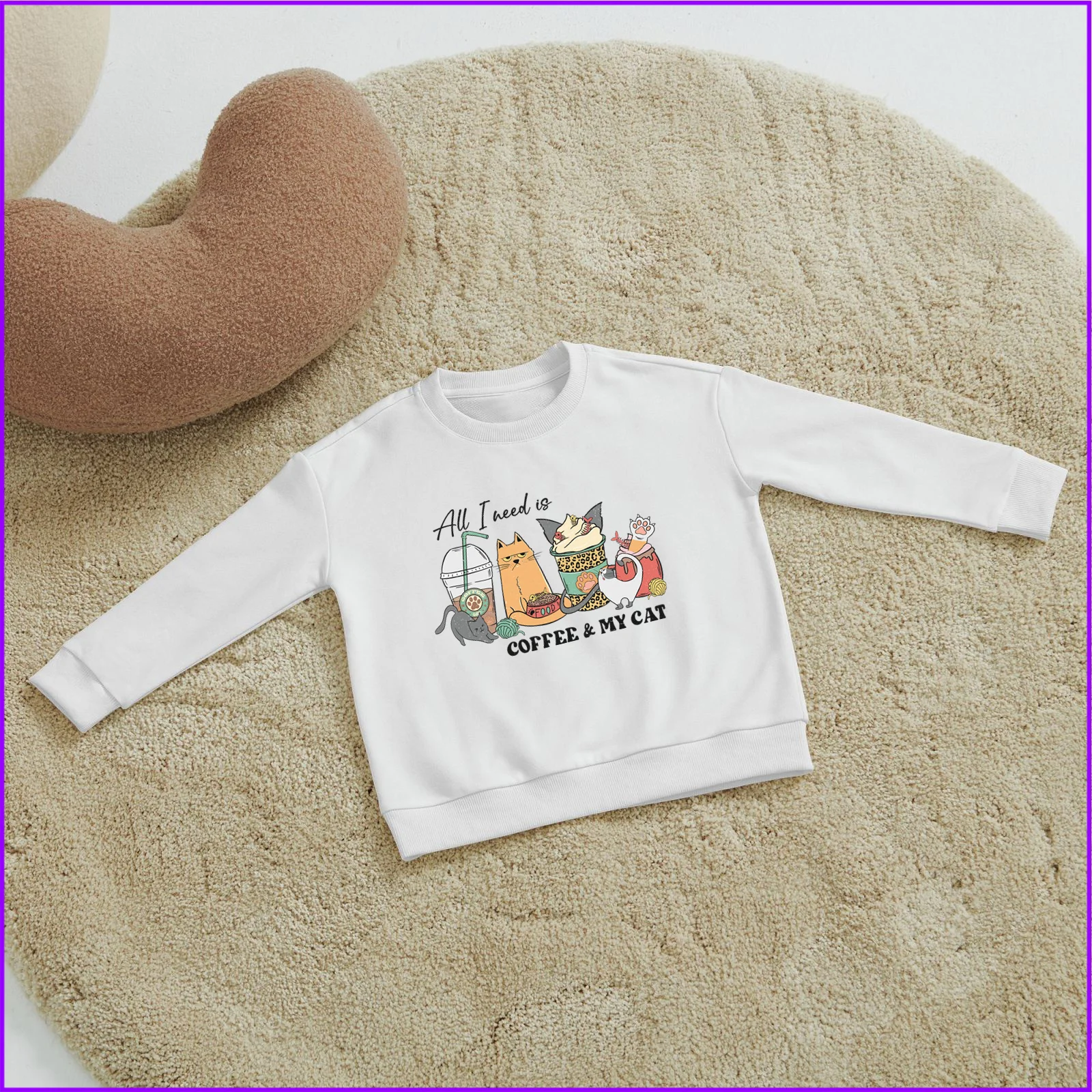 

All I Need Is Coffee And My Cat Yhbc133 Kids Boys Girls Hoodies Sweatshirts Winter Teenagers Tweens 2024 Toddler Tees Designe