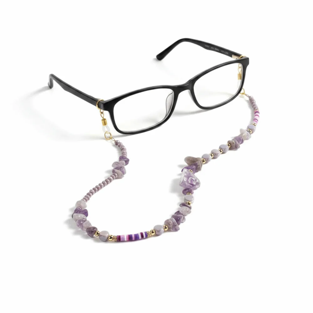 Eye Wear Accessories Glasses Chain Soft Ceramic Stone Crystal Glasses Holder Eyeglass Holder Hanging Neck Design Chain Strap