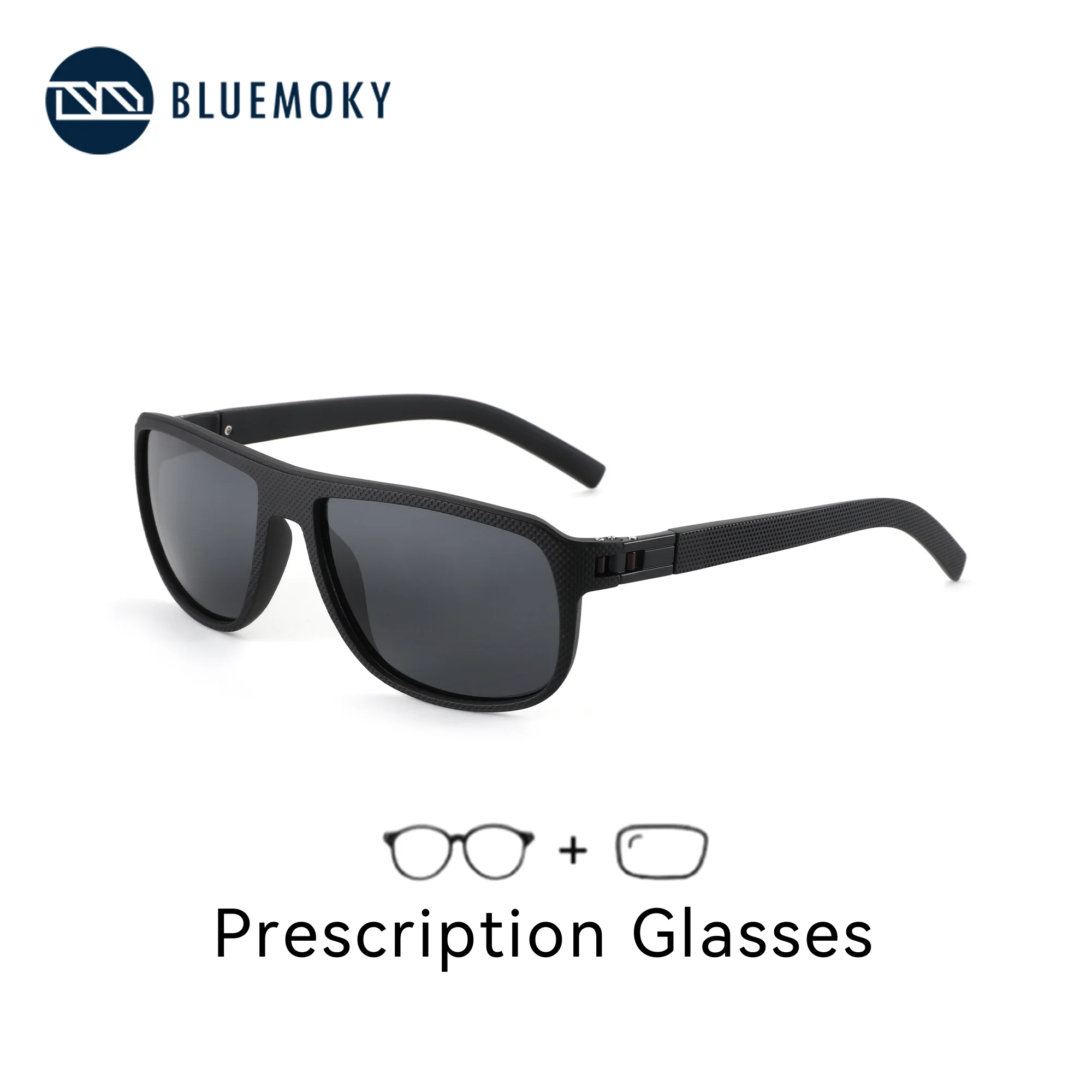 

BLUEMOKY L Size Square Sport TR90 Polarized Prescription Sunglasses For Men UV400 Myopia/Progressive Optical Sun Glasses