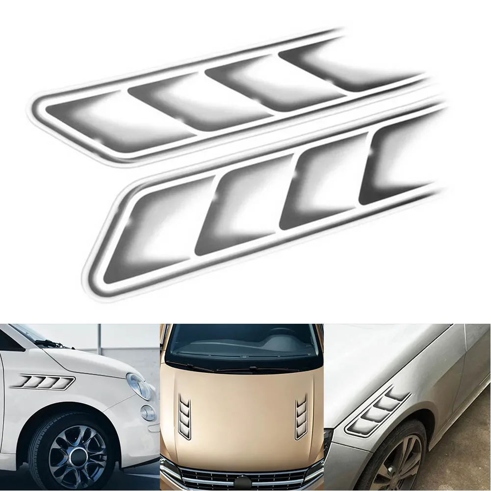 D-675 New Fake Air Outlet 3D Car Sticker Car Front Cover Sticker Car Decoration Modified Exhaust Car Sticker No Glue Waterproof