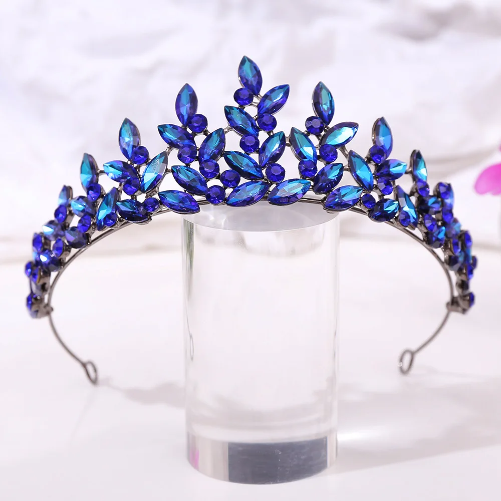 DIEZI Baroque Vintage Multicolor AB Purple Crystal Crown Wedding Party Gift Bride Queen Bridal Tiaras Hair Accessories Headbands