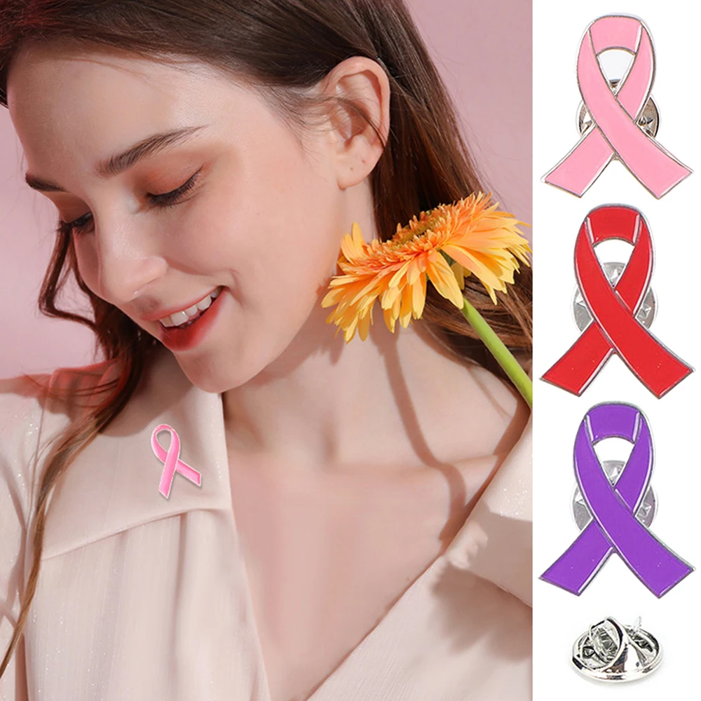 Breast Cancer Awareness Lapel Pin Pink Ribbon Breast Cancer Pin Glitter Filled Breast Cancer Awareness Pins Breast For Women