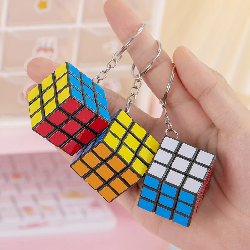 Creative 3x3cm Mini Puzzle Magic Cube Keychain Promotional Gift Bag Accessories For Children Kids Girls Fashion Jewelry Gift