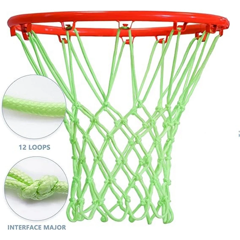 

Glow in The Dark Basketball Net Hangings Night Visible Basketball Net Standard Size Hook Mesh Replacement Glowing Hoop Rim