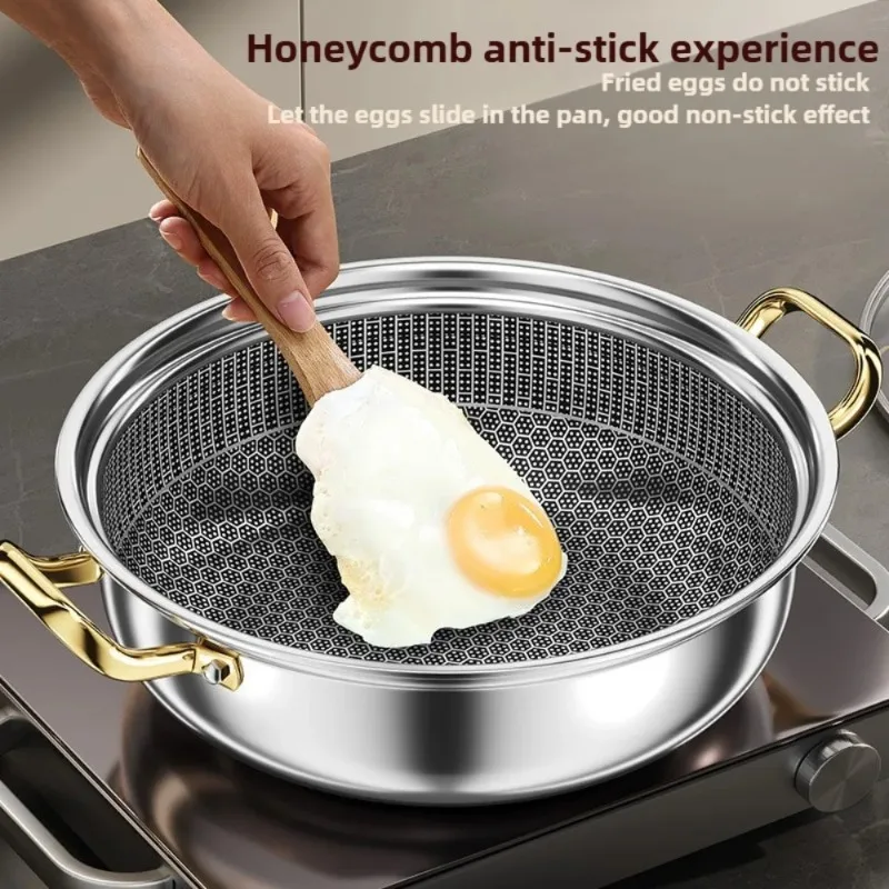 Suitable for 12 inch stainless steel non stick deep frying pan with lid, double handle, dishwasher and oven safe