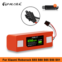 6700mAh 14.4V Robotic Vacuum Cleaner Replacement Battery for Xiaomi Roborock S55 S60 S65 S50 S51 S5 MAX S6 Parts