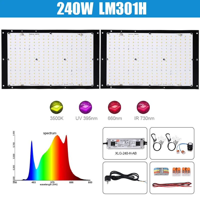 

Quantum LED Grow Boards 120W 240W lm301H 3000K/3500K with Cree XPE2 660nm UV IR Chips for Plant Growth Lighting