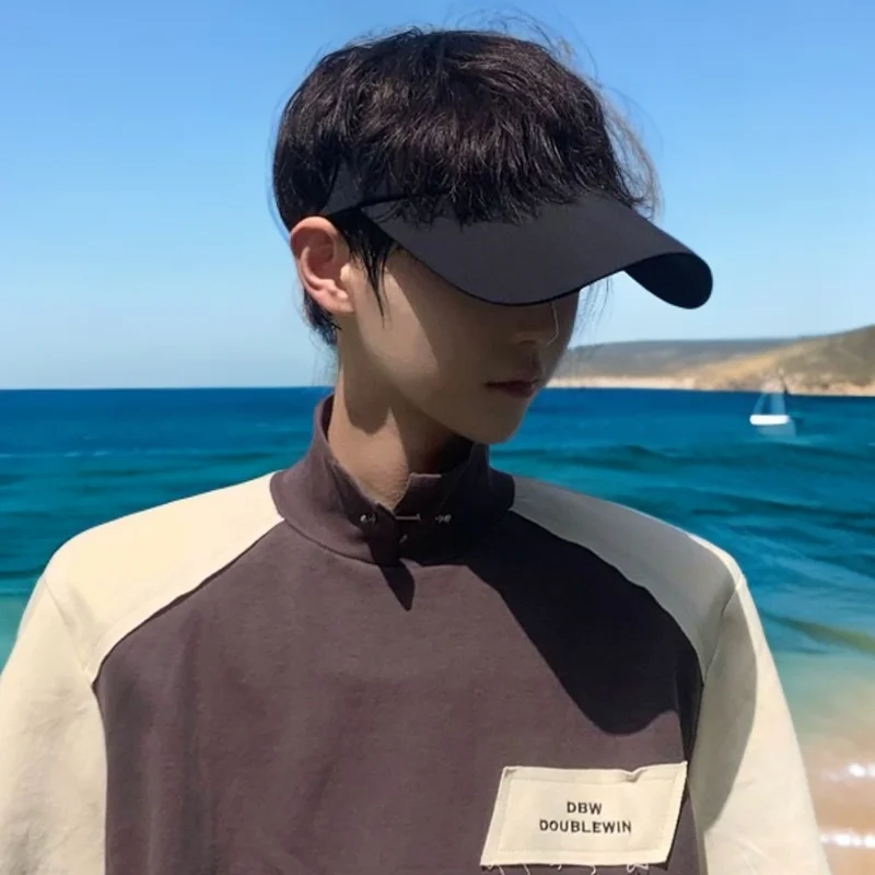 الرجال فارغة أفضل قبعة في الهواء الطلق الأشعة فوق البنفسجية حماية قبعة الشمس الصيف قبعة الشمس قبعة للشاطئ الرجال موضة قبعة الشمس الصيف قبعة للجري في الهواء الطلق 2