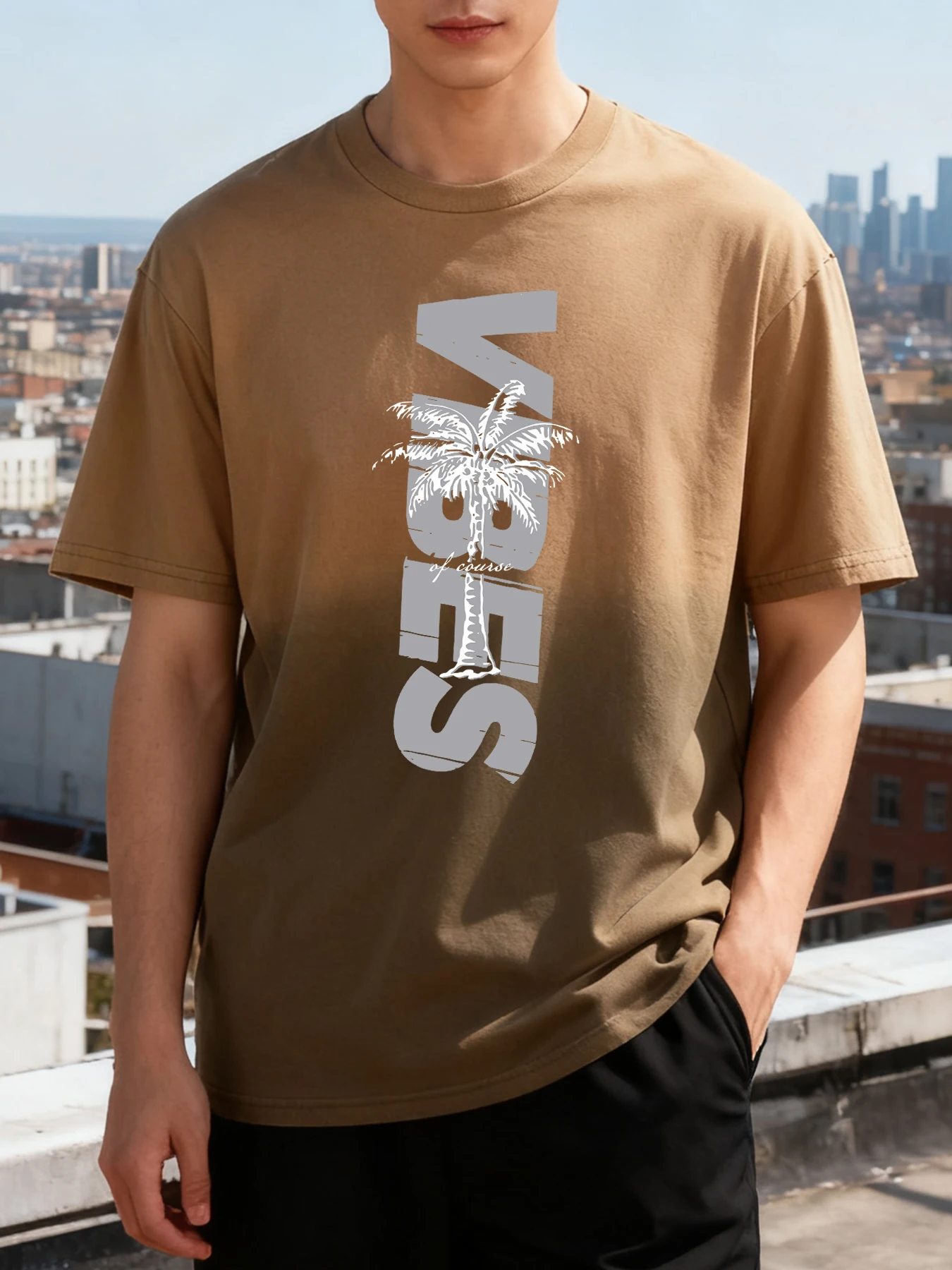 

Summer Beach Vibes Coconut Tree Print Tie-Dye T Shirt Man Loose Casual Tee Clothes Cotton Hip Hop Short Sleeve O-Neck Sportswear