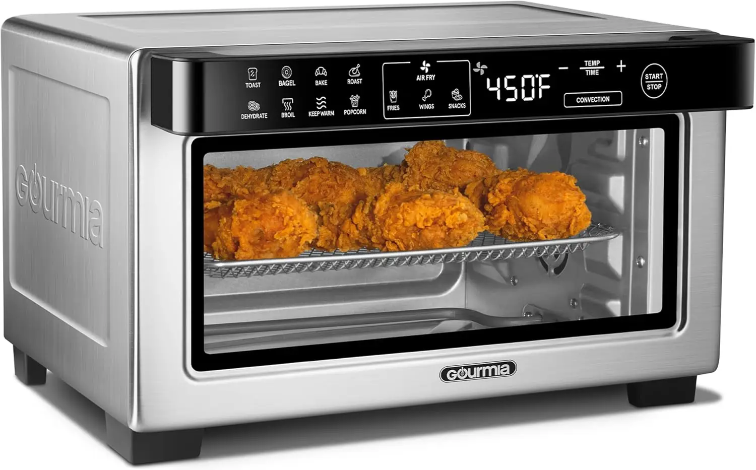 

Toaster Oven Digital Air Fryer - Convection Mode with 4 Slice Capacity, 3 Rack Positions, 12 Presets, Toast, Bagel, Bake