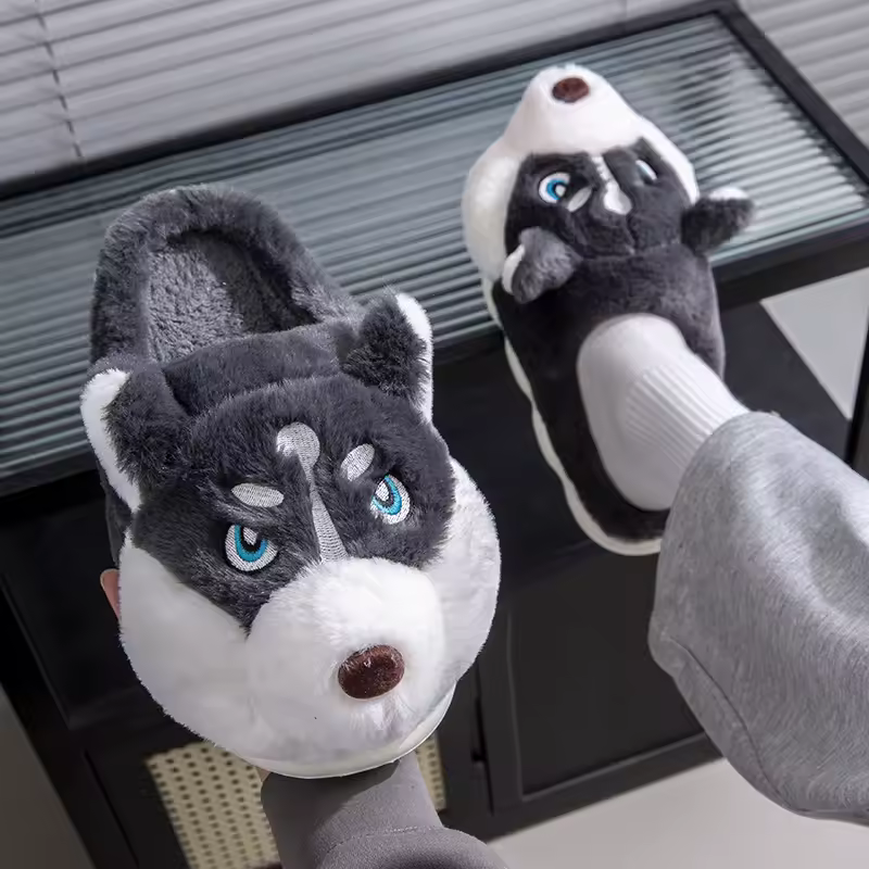 Plus Size 50 Indoor Fluffy Slippers For Women Men Winter Warm Shoes Cute Cartoon Dog Light Weight Couples Home Floor Slipper - Image 7