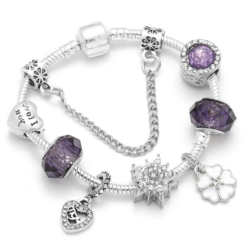 Silver Plated Charm Bracelet with Key Lock Pendant, Wedding Gift