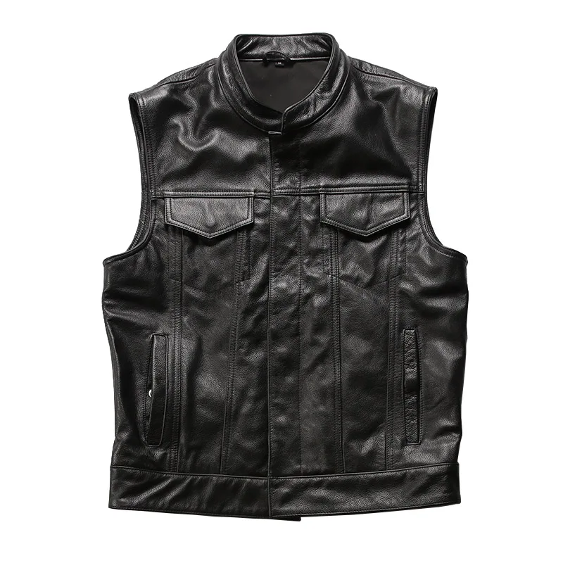 

100% Genuine Leather Coats Men and Women Cowhide Motorcycle Vests Male Waistcoat Fashion Sleeveless Jackets