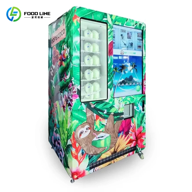 FL Wholesale Automatic Coconut Vending Machine 24H Self-Service Fresh Coconut Water Auto Clean Multiple Payment  Customized