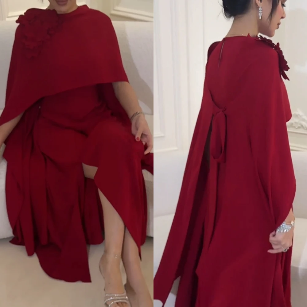 

Jiayigong High Quality Satin Flower Formal Evening A-line Scoop Neck Bespoke Occasion Gown Long Dresses