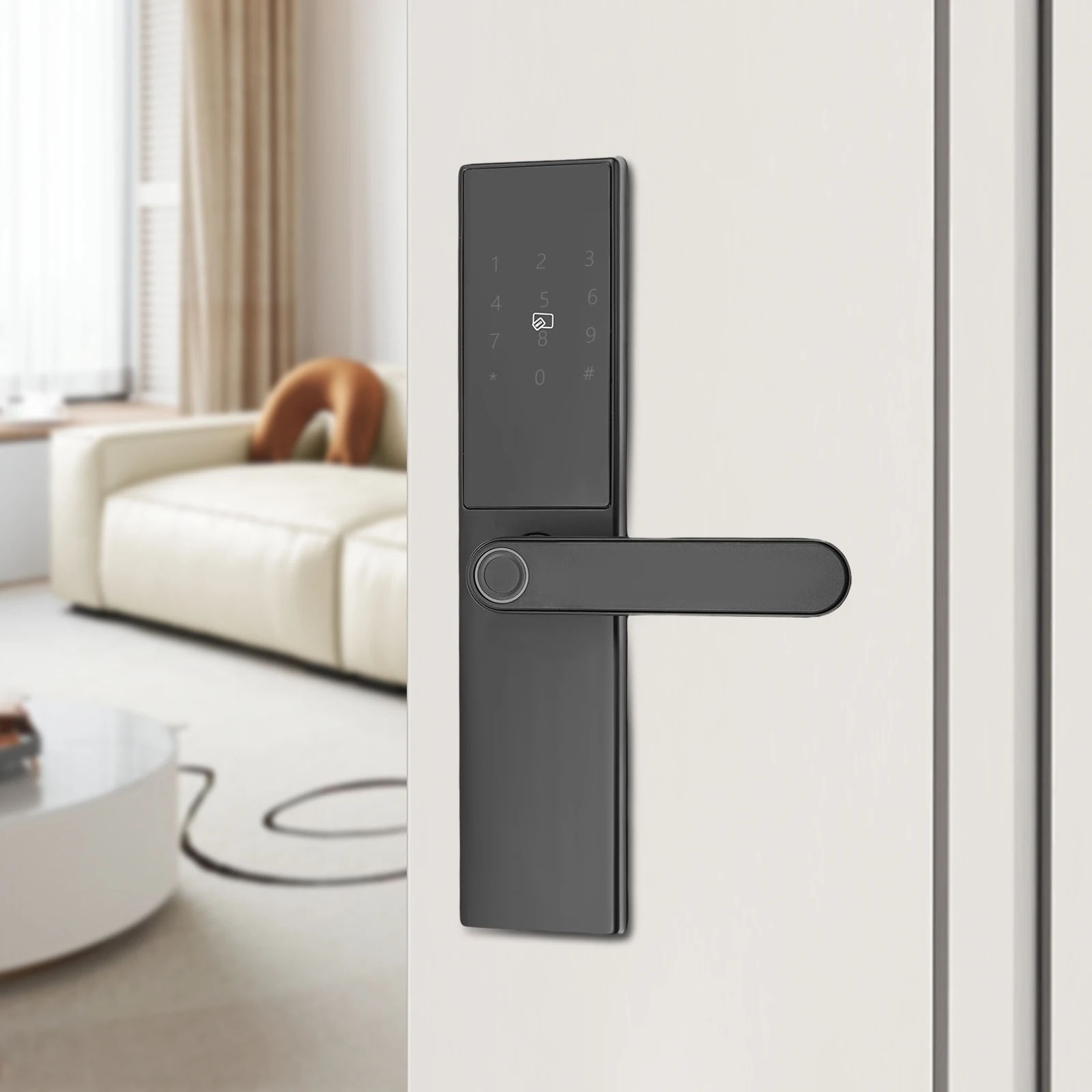 

Smart Door Lock 50 Groups Fingerprint Password Entry Home Lock Digital Keypad Door Lock 35-55mm Door Thickness 11.81*2.68*2.83in