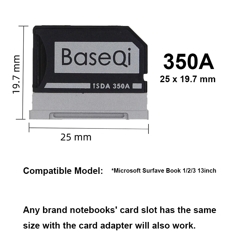 Imagem -02 - Baseqi Microsd Adotador para Microsoft Surface Book 13 Book Surface Book2 13 Polegadas Modelo 350a