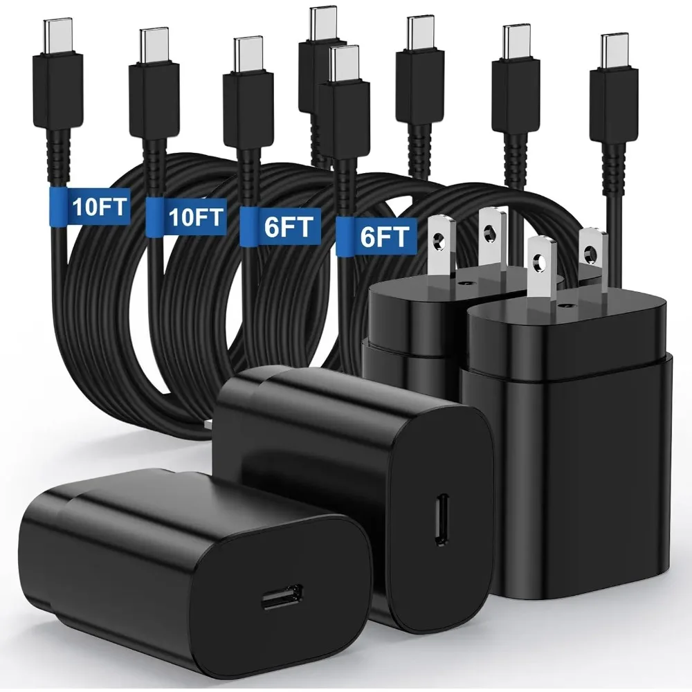 2/4PCS 25W Super Fast Chargere 20,4Pack USB Type C Wall Charger with USB C Charger Cable