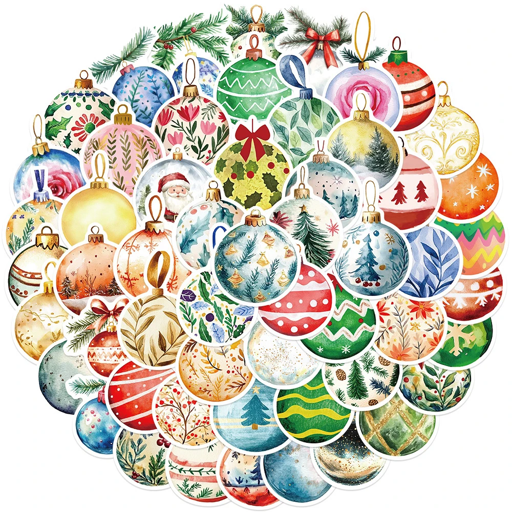 

10/30/56pcs Colorful Christmas Ball Lamp Stickers Aesthetic Decoration DIY Phone Laptop Notebook Funny Kid DIY Stickers Toy Gift