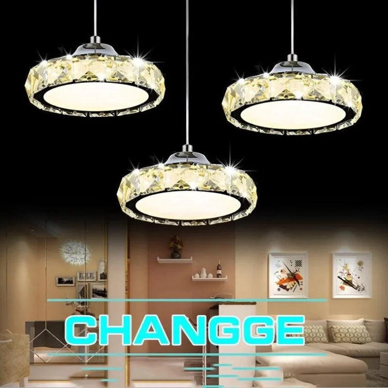 

Modern K9 Crystal Led Chandeliers 1-3 Head Led Lamps Stainless Steel Lamps Pendant High-power 12/36W Living Room Home Lighting