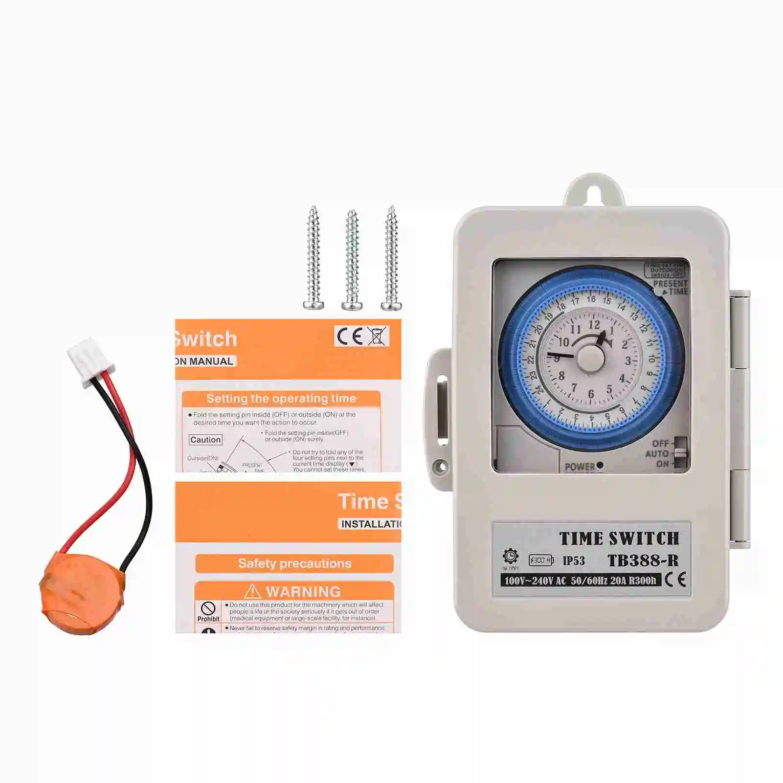 

Mechanical 24 Hours Timer IP53 Rating Programmable Electrical Timer Box AC 100-240V 15 Minutes Interval 96 Times