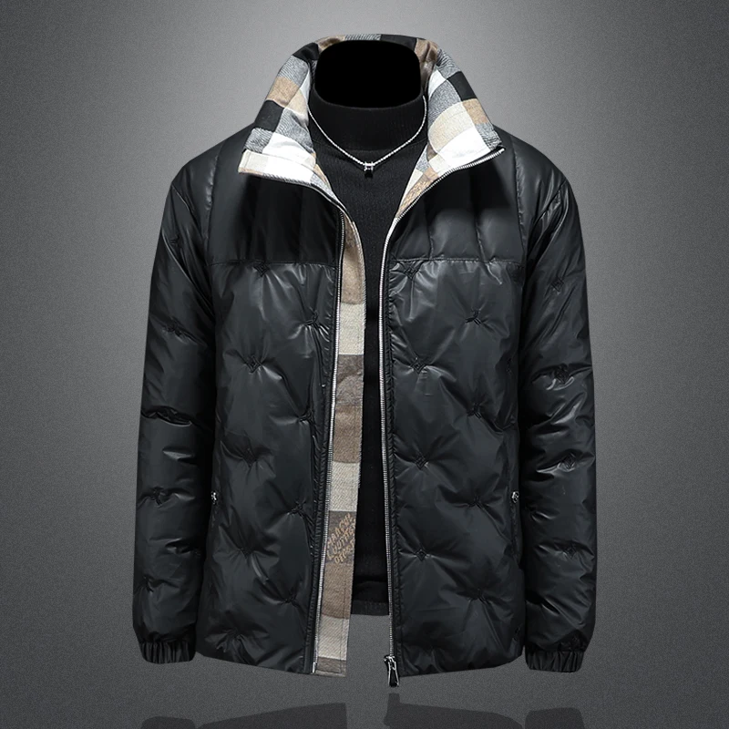 

Высококачественная роскошная зимняя кожаная куртка для мужчин: модная, приталенная, стильная, морозостойкая одежда