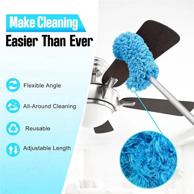 B97A-Ceiling Fan Cleaner Duster, Length For Cleaning Fan Blades, Cobwebs, Walls,Windows& High Ceilings, Removable Design