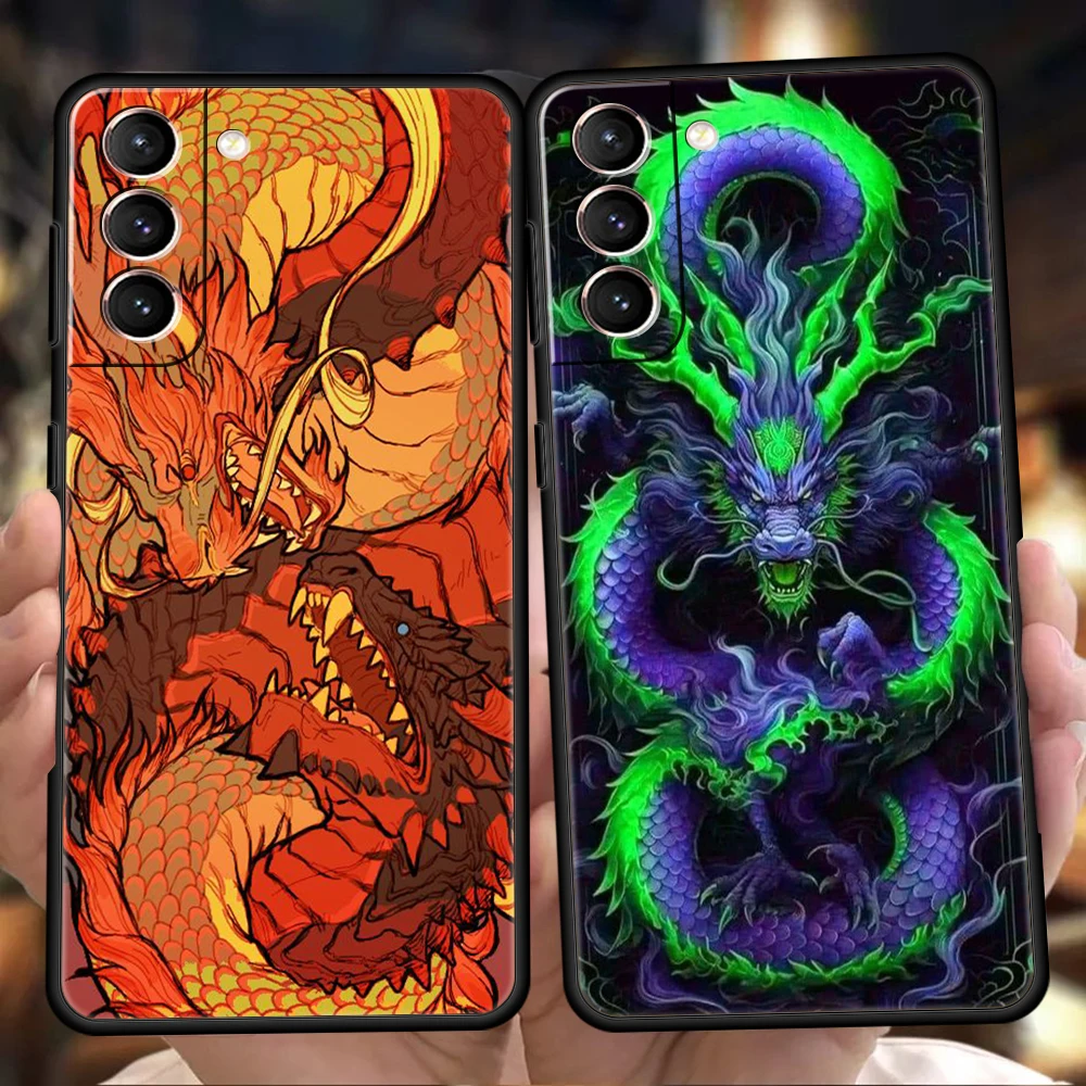 Dazzling Dragon Phone Case for Samsung Galaxy S24 S23 S22 S20 S21 FE Ultra S10 S10E S9 S8 Plus 5G Soft TPU Cover Capas Funda Bag
