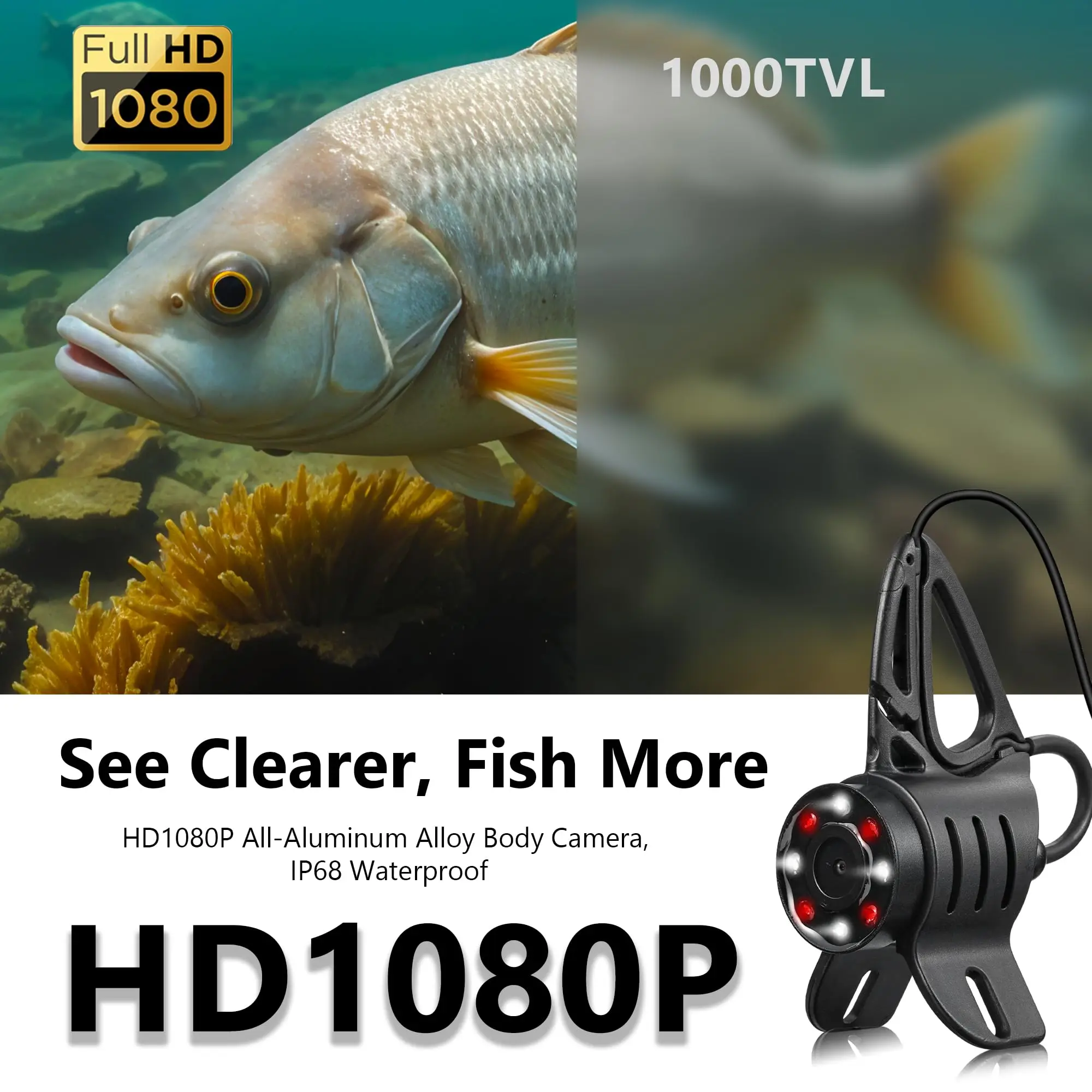 HD1080P Underwater Fishing Camera-DVR 32GB-4.5'' Ice Fishing Camera Gifts for Men,5000mAh,IR&LED for Dark,USB-C Fishing Finder