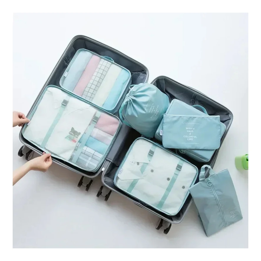

7-piece Set Travel Bag Organizer Clothes Luggage Travel Organizer Blanket Shoes Organizers Bag Suitcase Pouch Packing Cubes