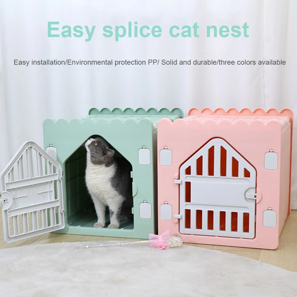 

Plastic Feral Cat Shelter Waterproof Pet Shelter for Cats with Escape Door Indoor Cat House for Outdoor Indoor