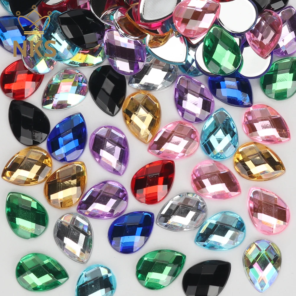 

NKS Colorful Water Droplets Stones Non-Hotfix Flatback Acrylic Rhinestone for Garment Accessory Bags Shoes