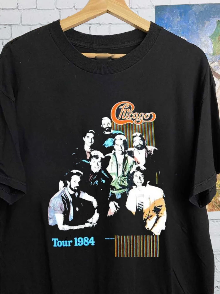 1984 Chicago the Band Concert Tour Gift For Fan Black All Size T-Shirt AC1130