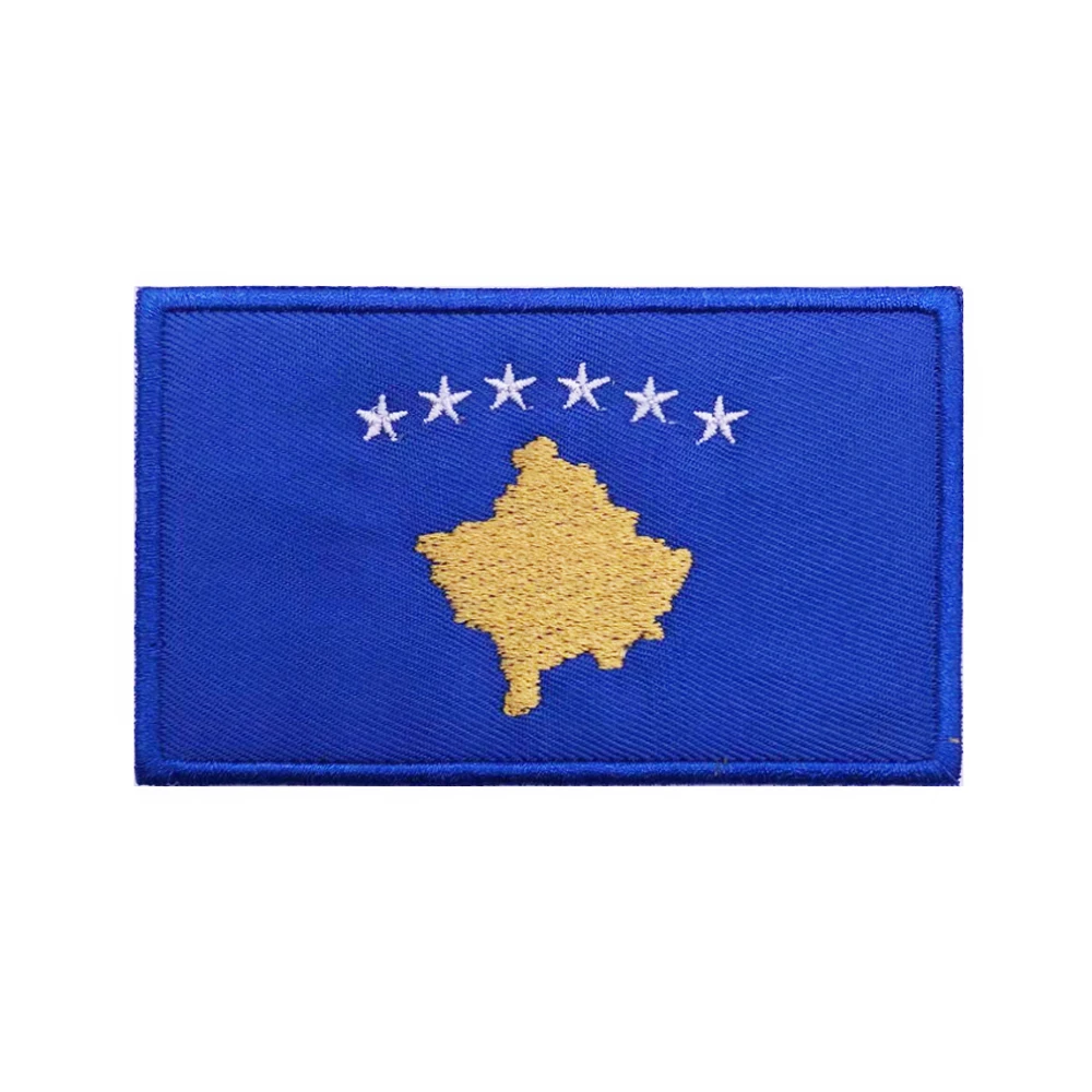 Kosovo Flag Patches Armband Embroidered Patch Hook Loop Iron On Embroidery  Badge Military Stripe