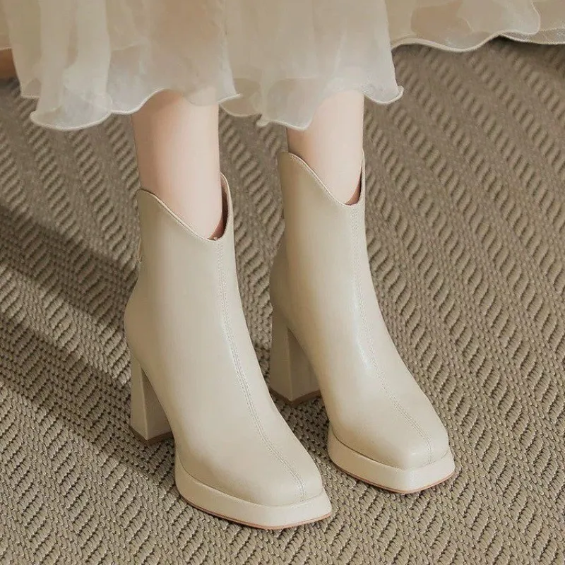 

Короткие сапоги на высоком каблуке с острым носком, женские узкие ботинки, осень-зима 2021, новые стильные ботинки, хлопковые ботинки на флисовой подкладке