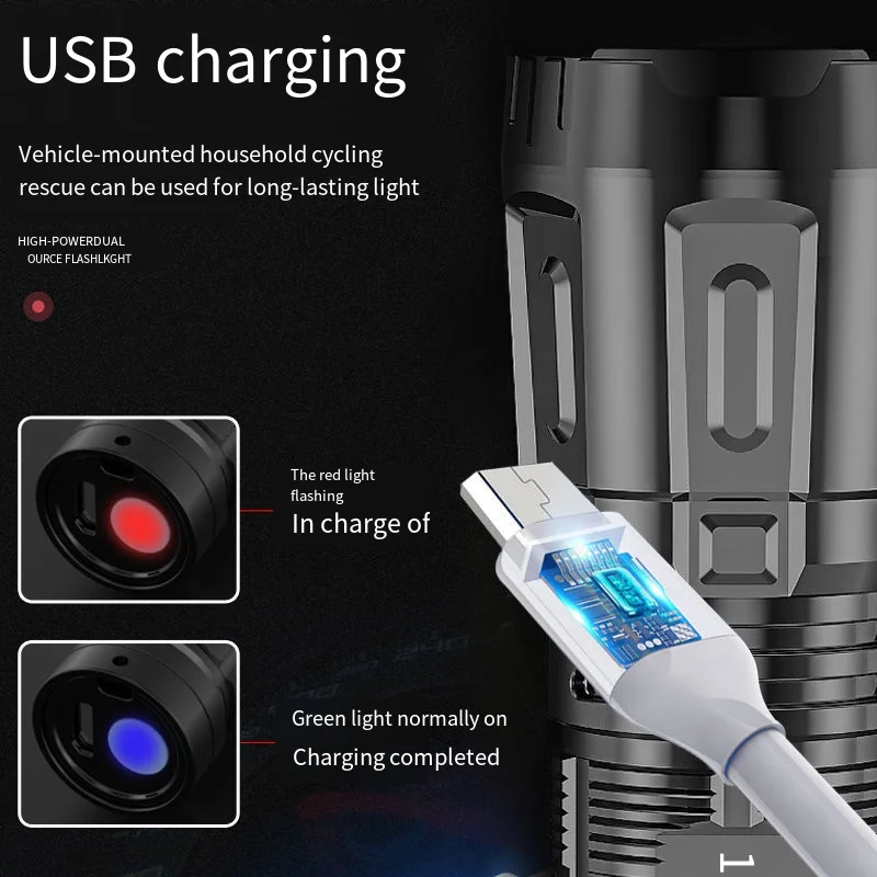 ZK30 senter LED Mini kuat terang USB baterai tanam isi ulang senter berkemah taktis jarak jauh luar ruangan