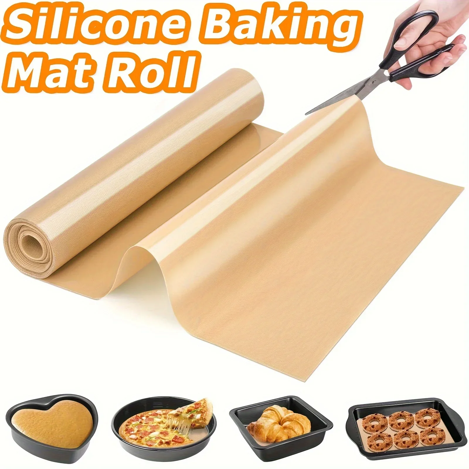 1 Roll Silicone Baking Mat Roll Heat Resistant Macaron Oven Baking Mat Non-Stick Pastry Mat Cuttable Reusable Dough Roll Mat