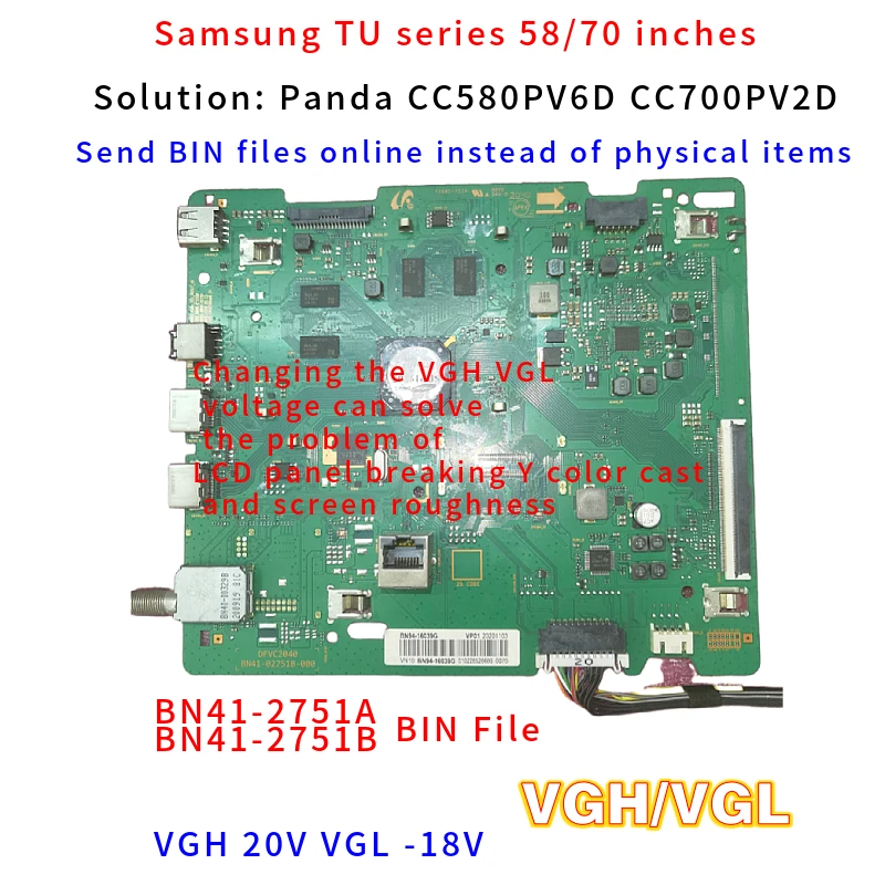 Samsung TU7000/seria BN2751A/B rozwiązuje problem odlew poziomy w kolorze Y, gdy za pomocą panelu Panda