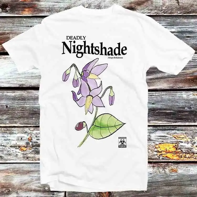 Deadly Nightshade Atropa Belladonna Plant Flower Toxic Poison T Shirt Vintage Retro Cool Cartoon Anime Top B71