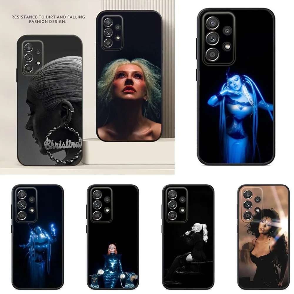 

Christina A-Aguilera Phone Case For Samsung S24,S23,S22,S21,S20,S10,S10E,S9 Plus FE Note 20 Ultra 10,9 Plus Black Case