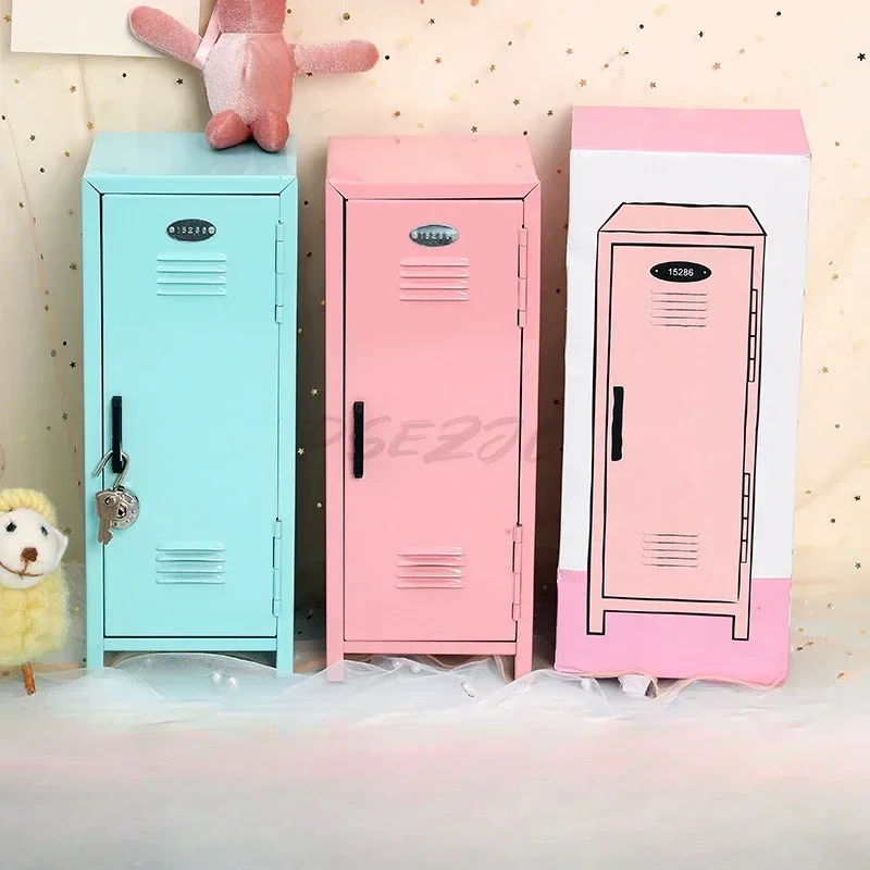 Iron Storage Box Dormitory Cosmetics Storage Cabinet Mini Safe Girls' Holiday Gifts Desktop Small Items Mini Storage Cabinet