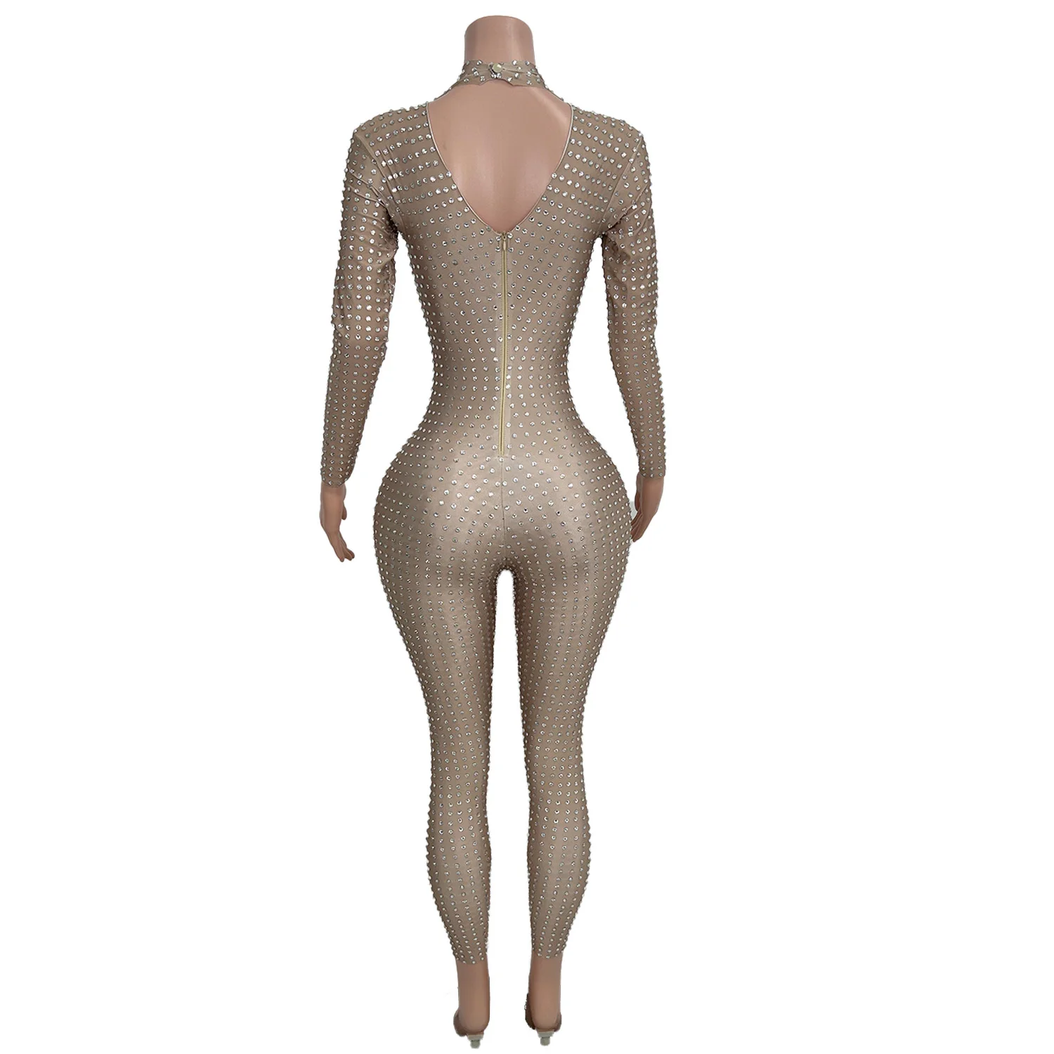 Sparkly Full Rhinestones Tight Fitting Jumpsuit Women Sexy Dance Stretchy Performance Costume Night Party Stage Wear Paiduilku