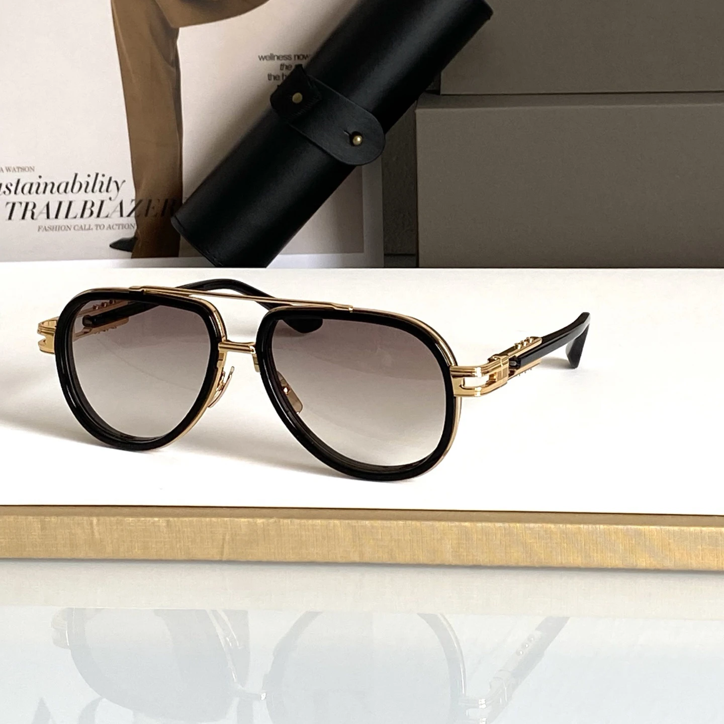 

Top High Quality Sunglasses For Men Titanium Style Fashion Design DT VASTIK DTS441 SIZE 59-17 Sunglasses For Womens With Box