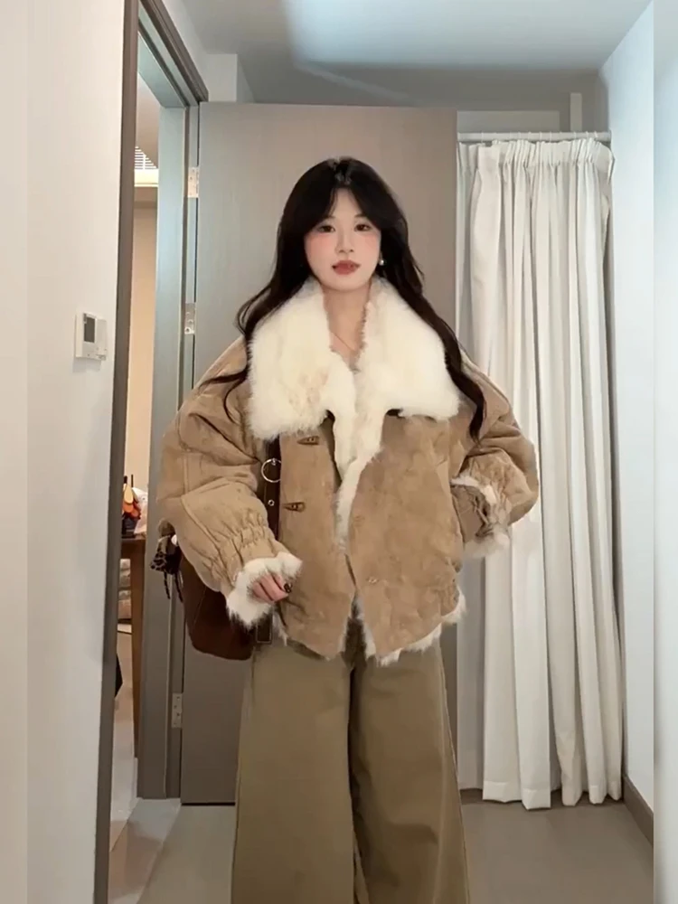 

Korean Sle ort Coat Women's Winter Warm Faux Fur Collar Design Sensation Cotton Clothes Top Quali Stand Fit Polyeste...