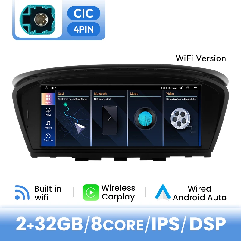 8-core Android 14 draadloze Carplay en Android Auto multimediaspeler voor BMW 5/3 Serie E60 E61 E63 E64 E90 E91 E92 CCC CIC DSP