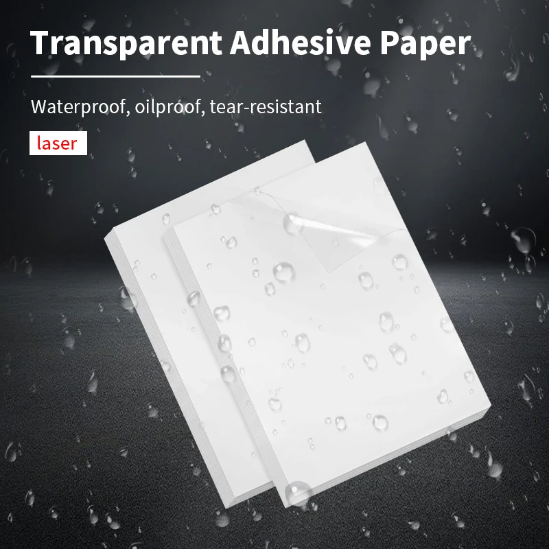 20pcs 5MIC A4 PET 100% Transparent Self-adhesive Paper Label Stickers  For Laser Printing Waterproof Anti-Scratch Scrathproof