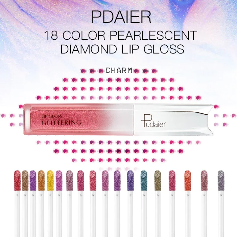 Lápiz labial líquido con purpurina de diamante de alta calidad, brillo de labios resistente al agua, duradero, antiadherente, Metal brillante, bálsamo labial, maquillaje para mujer