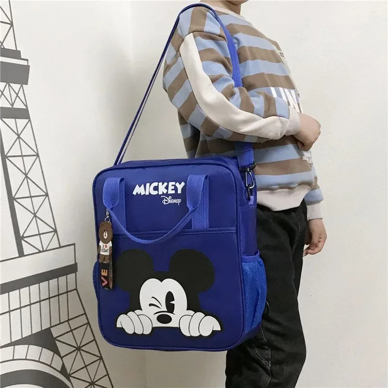 Disney-bolsas de tutorización para estudiantes, mochila escolar multifuncional de dibujos animados de Mickey, bolso de mano, bolsa de libros para documentos, Bolsa Escolar cuadrada