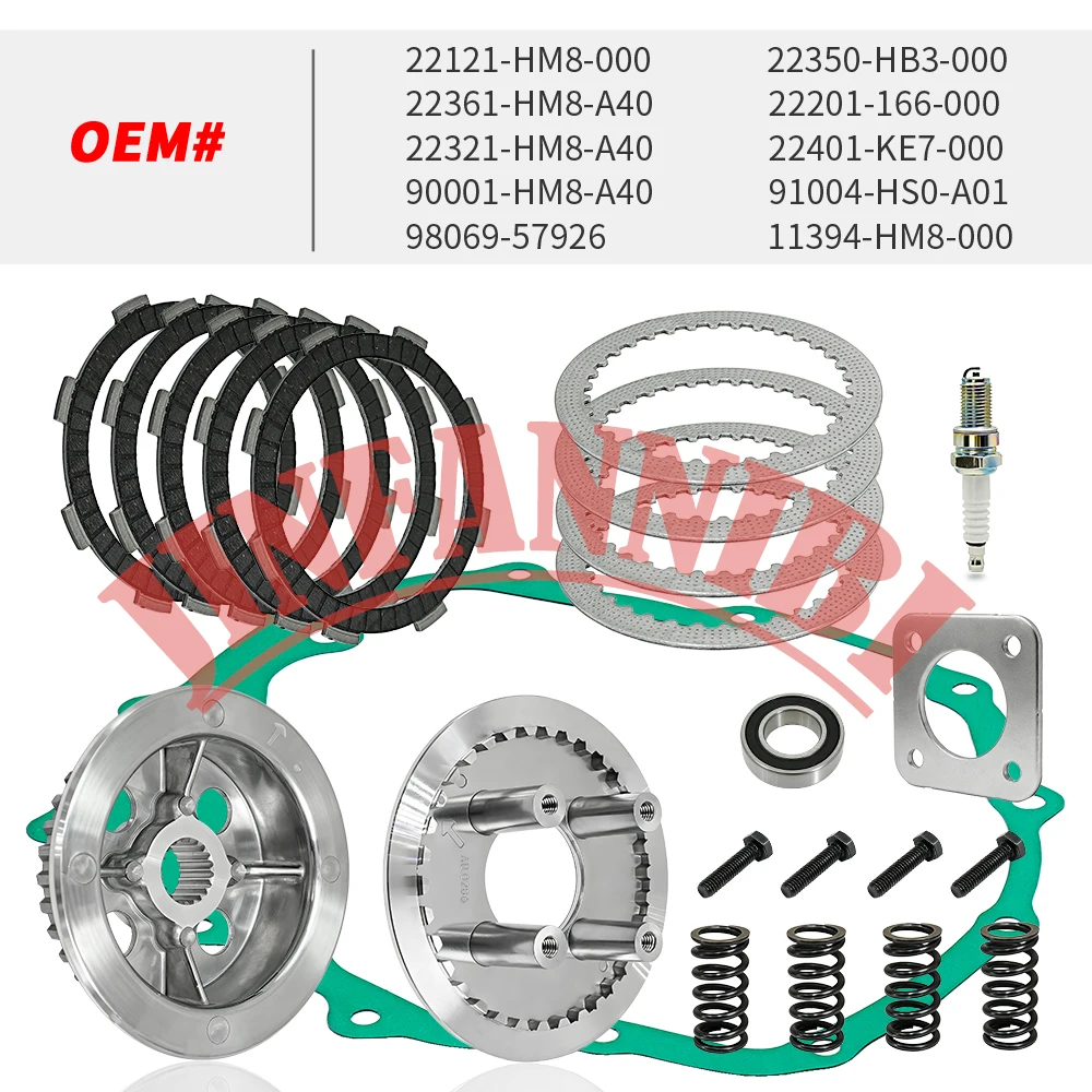 Clutch Friction Steel Hub Pressure Plates Kit for Honda Recon 250 TRX250TE 2002-2020 2021 2022-2024 Recon 250 TRX250 1997-2001