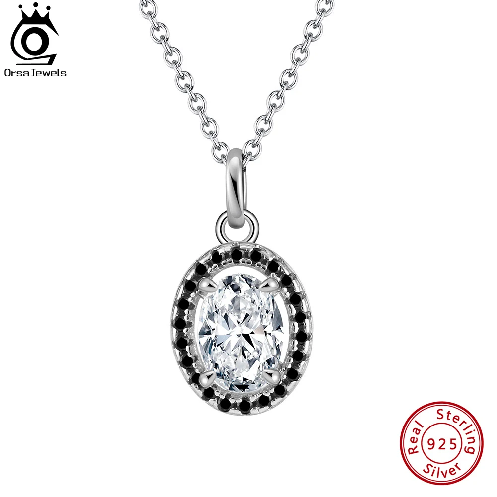 

ORSA JEWELS 925 Sterling Silver Brilliant 8A Premium Cubic Zirconia Pendant Necklace for Women Anniversary Wedding Jewelry LZN14